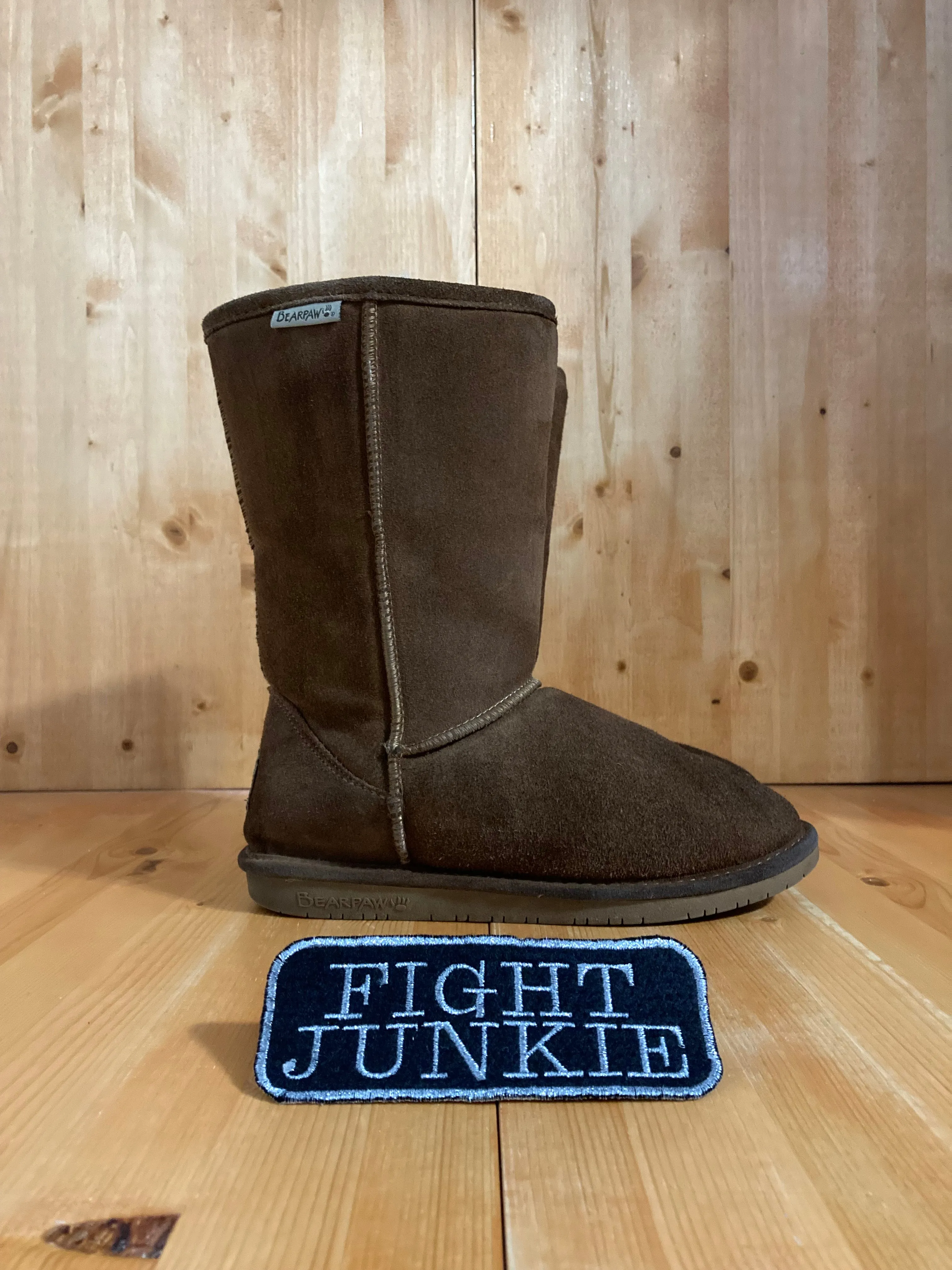 BEARPAW EMMA Womens Size 9 Suede Faux Fur Lined Tall Winter Boots Brown