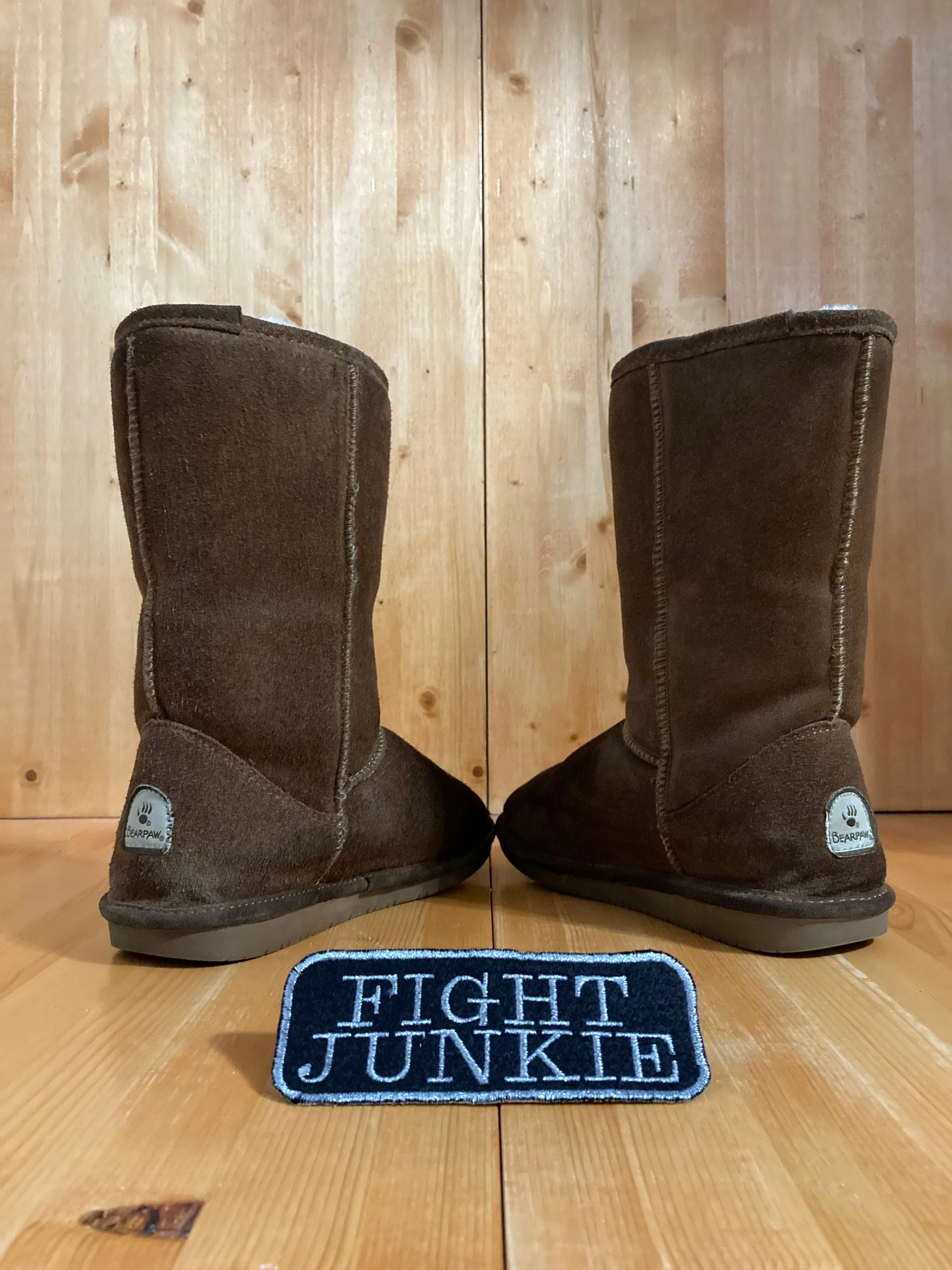 BEARPAW EMMA Womens Size 9 Suede Faux Fur Lined Tall Winter Boots Brown