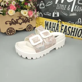 Beige Platform Slippers