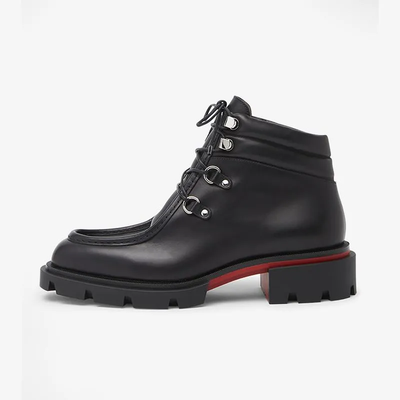 Black Calf Leather Derby-Hiking  Boot