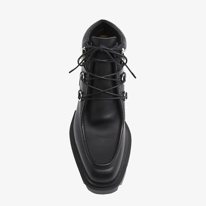 Black Calf Leather Derby-Hiking  Boot