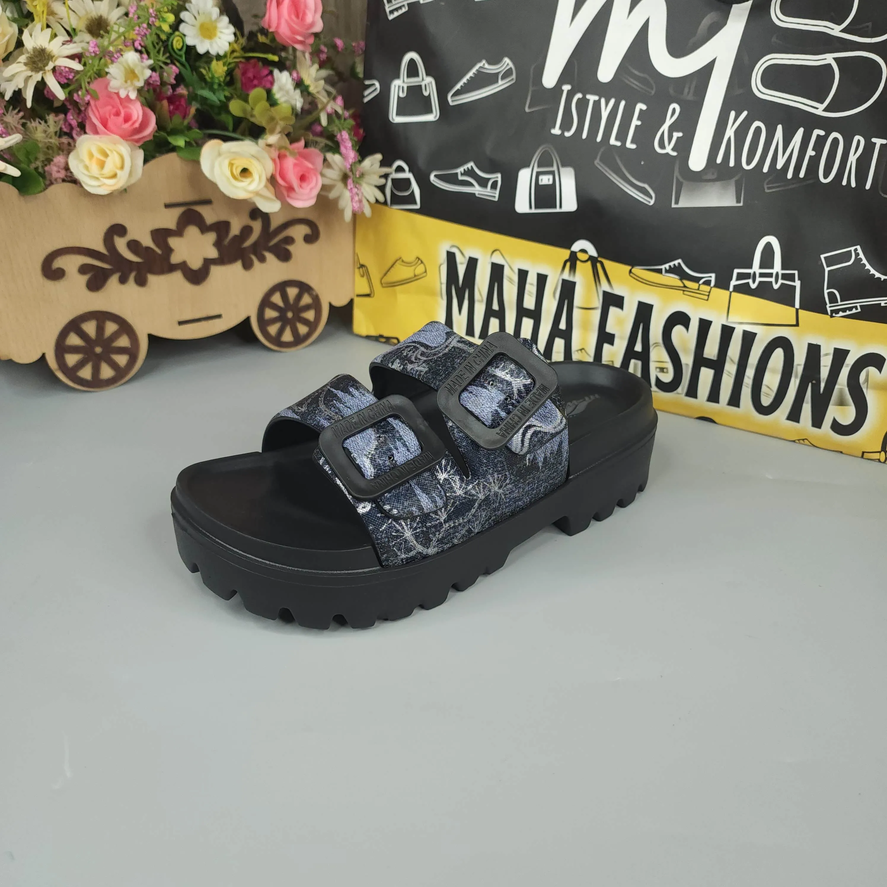 Black Platform Slippers