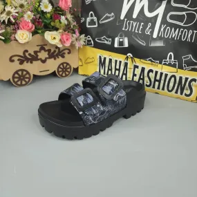 Black Platform Slippers