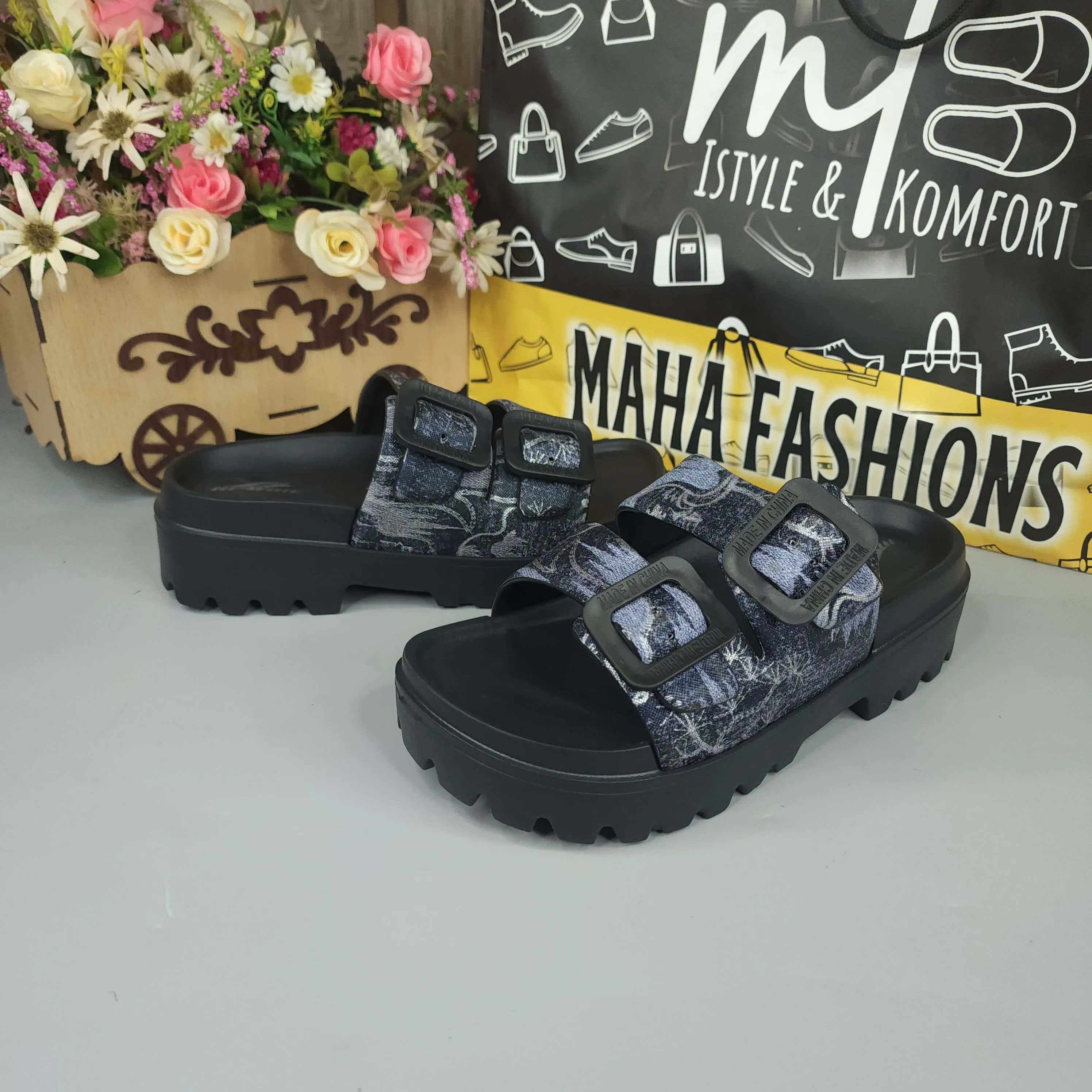 Black Platform Slippers