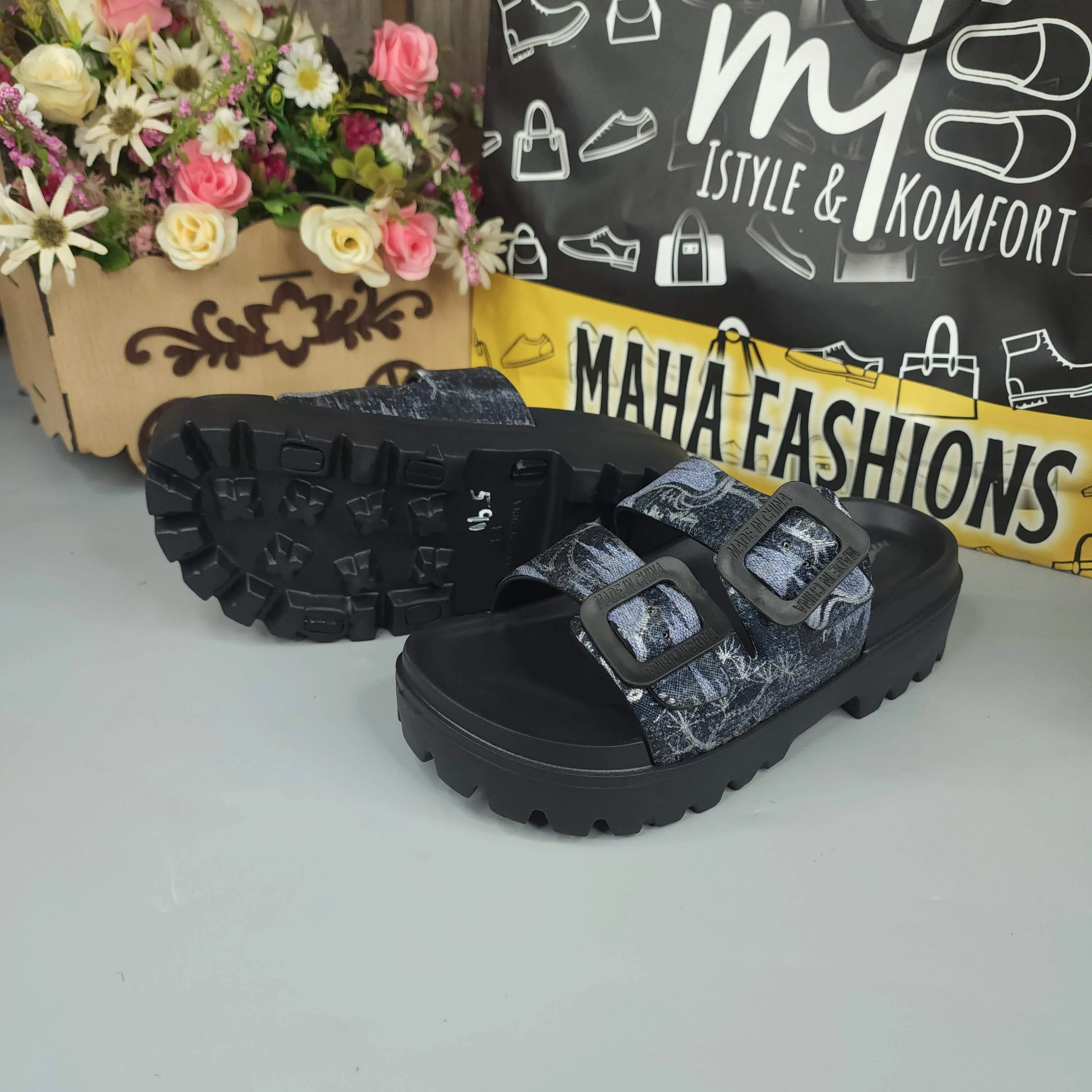 Black Platform Slippers