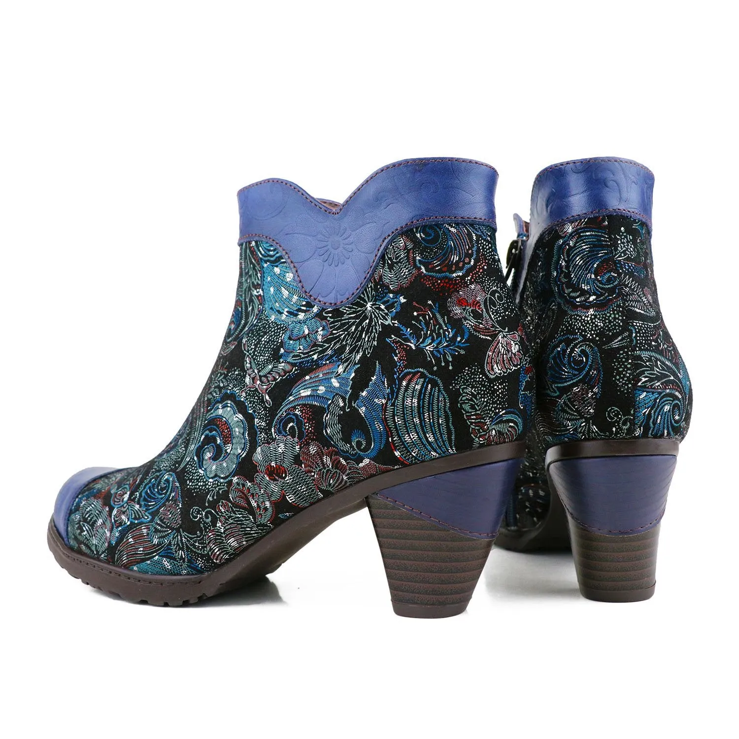Blue Heightening Viscose Shoes Martin Boots Women's Low Tube Round Head Cool Boots