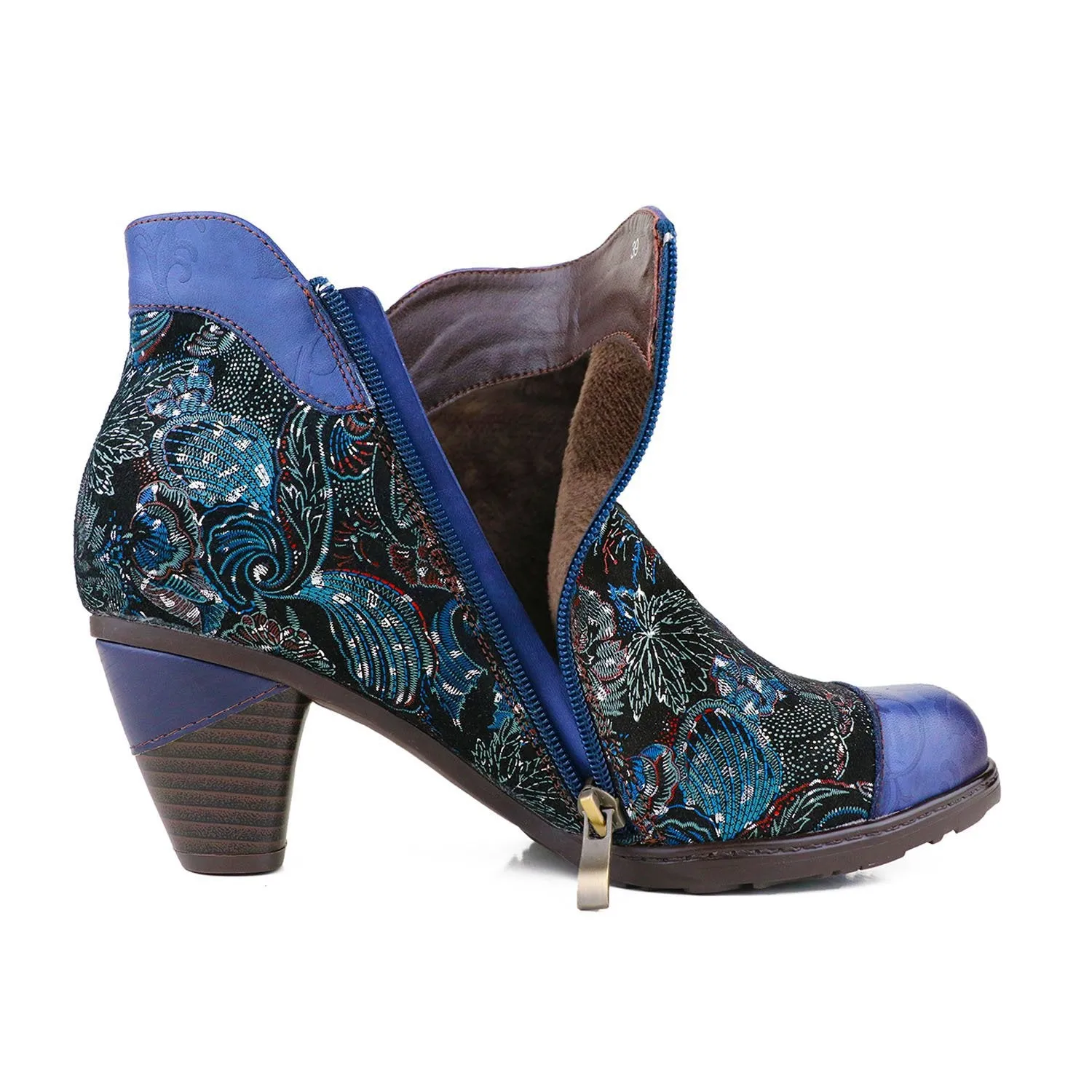 Blue Heightening Viscose Shoes Martin Boots Women's Low Tube Round Head Cool Boots