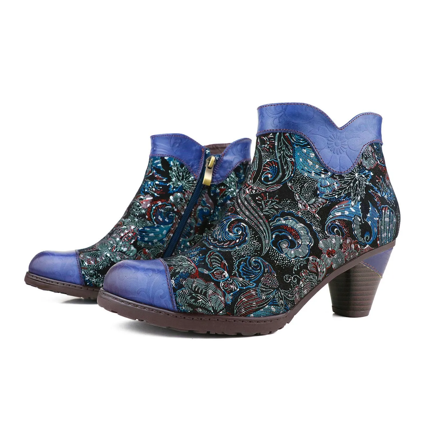 Blue Heightening Viscose Shoes Martin Boots Women's Low Tube Round Head Cool Boots