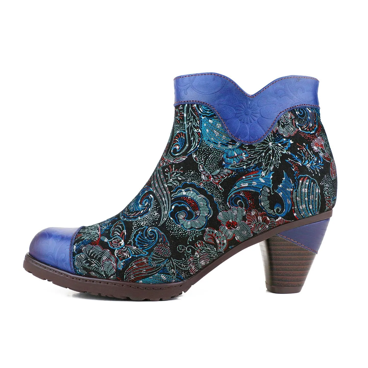 Blue Heightening Viscose Shoes Martin Boots Women's Low Tube Round Head Cool Boots