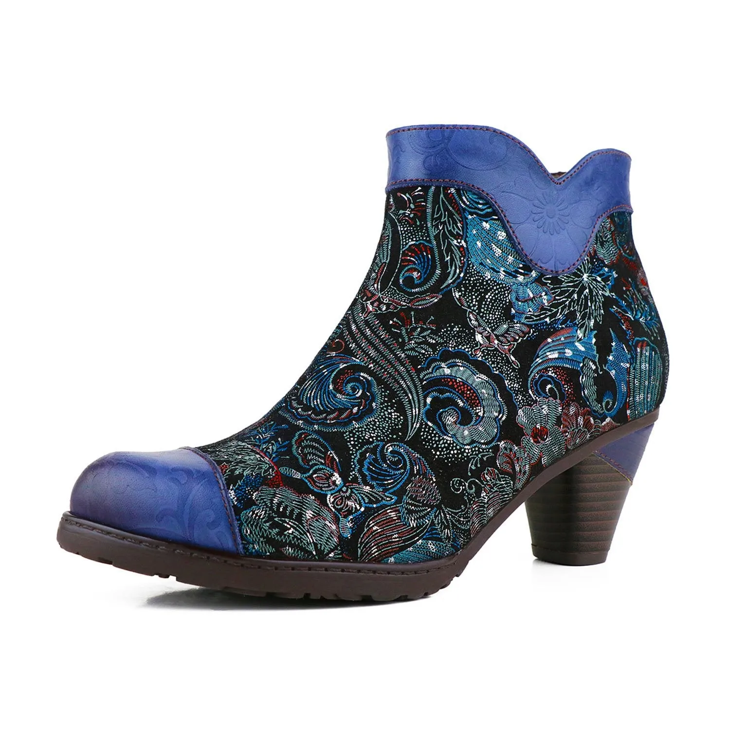 Blue Heightening Viscose Shoes Martin Boots Women's Low Tube Round Head Cool Boots
