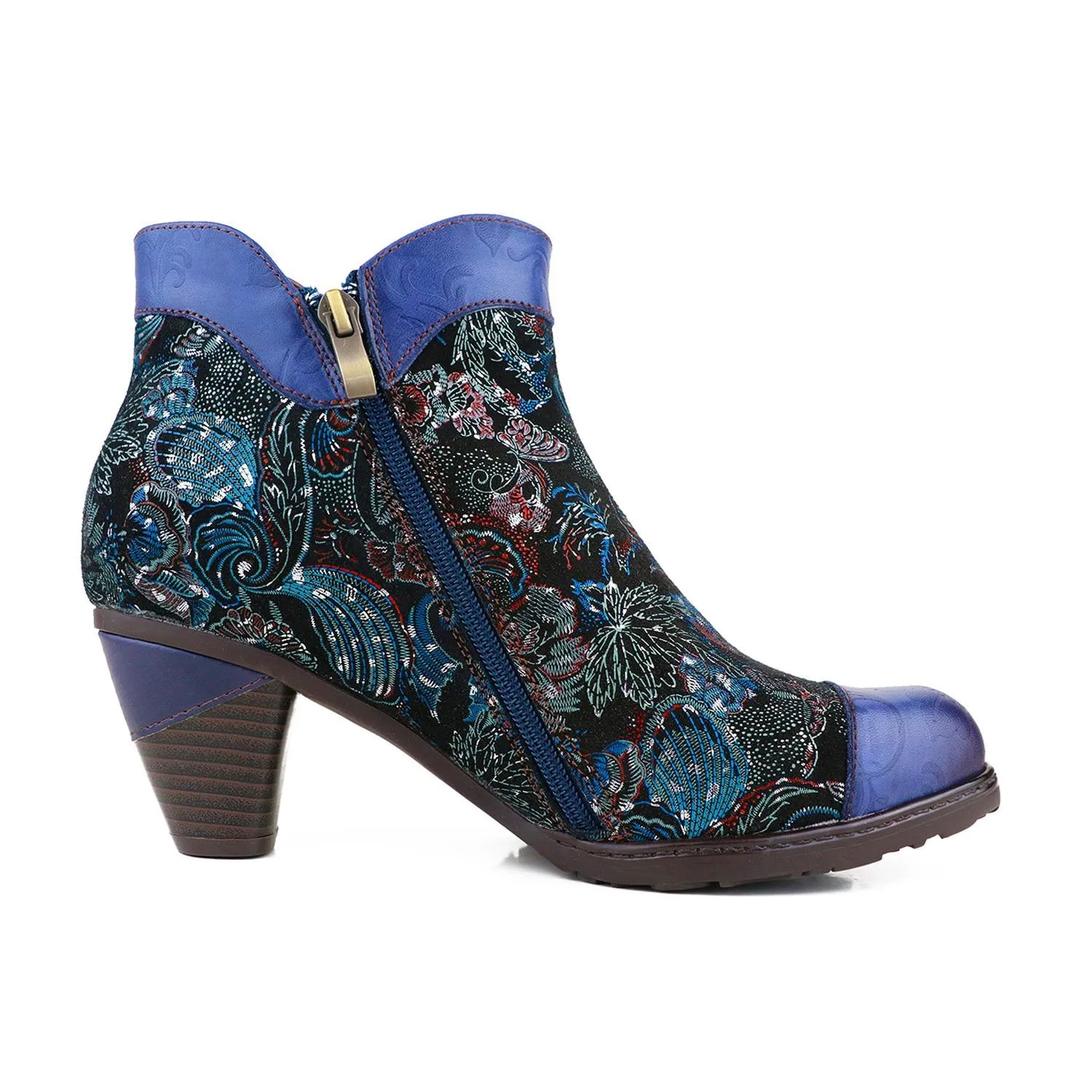 Blue Heightening Viscose Shoes Martin Boots Women's Low Tube Round Head Cool Boots