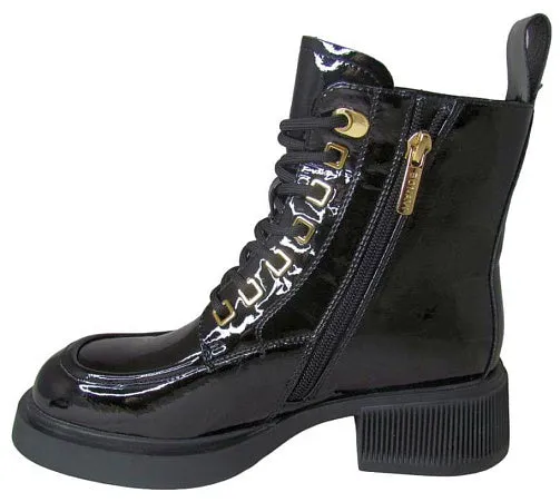 Bonavi Oksana 22w7-9 Combat Patton Leather Bootie