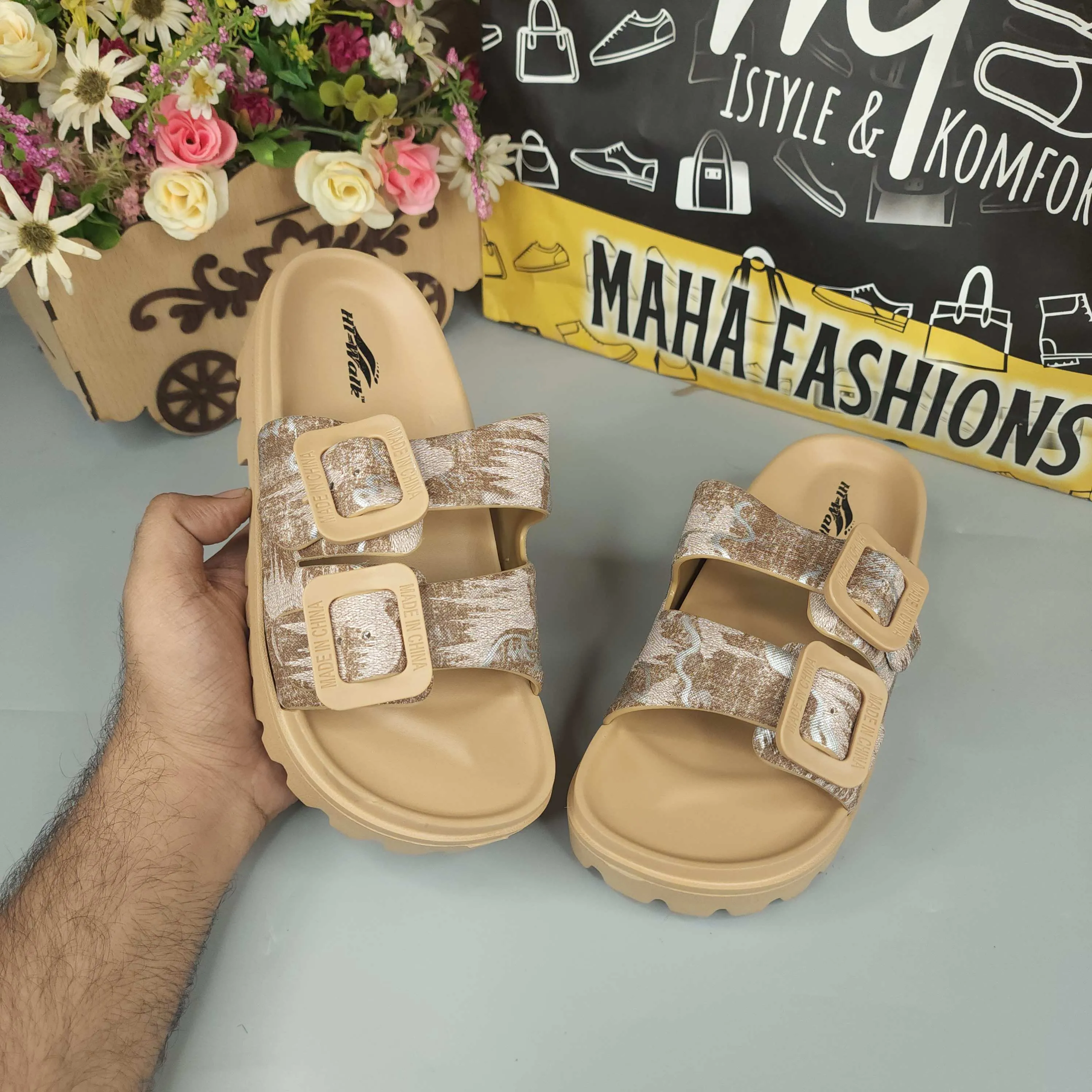 Brown Platform Slippers