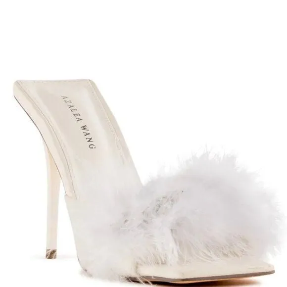 Callie Summer Bling Bride: White Feathered & Flirty Stiletto Heel