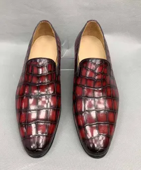 Crocodile Shoes Vintage Men's Genuine Crocodile Skin Leather Slip On Loafers Driving Fashion Luxury Business Driving Shoes