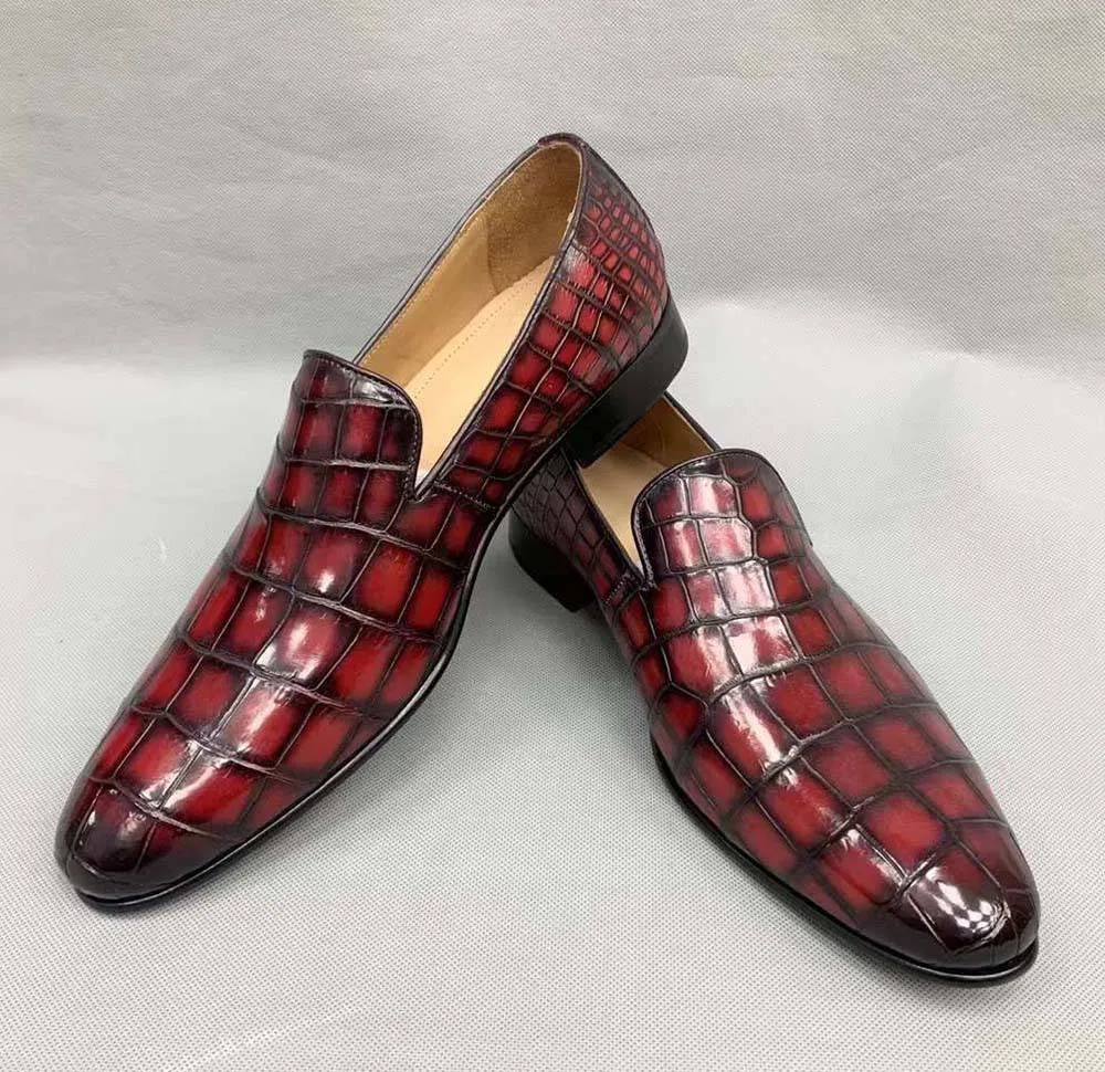 Crocodile Shoes Vintage Men's Genuine Crocodile Skin Leather Slip On Loafers Driving Fashion Luxury Business Driving Shoes