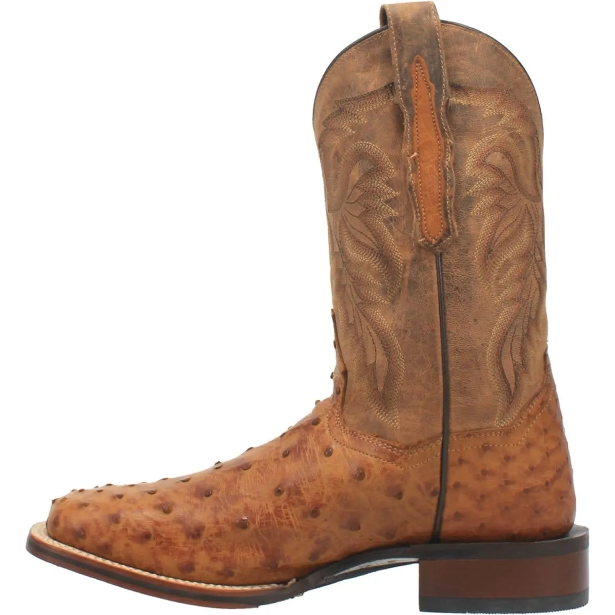 Dan Post Men's Alamosa Full Quill Ostrich Square Toe Boots - Tan
