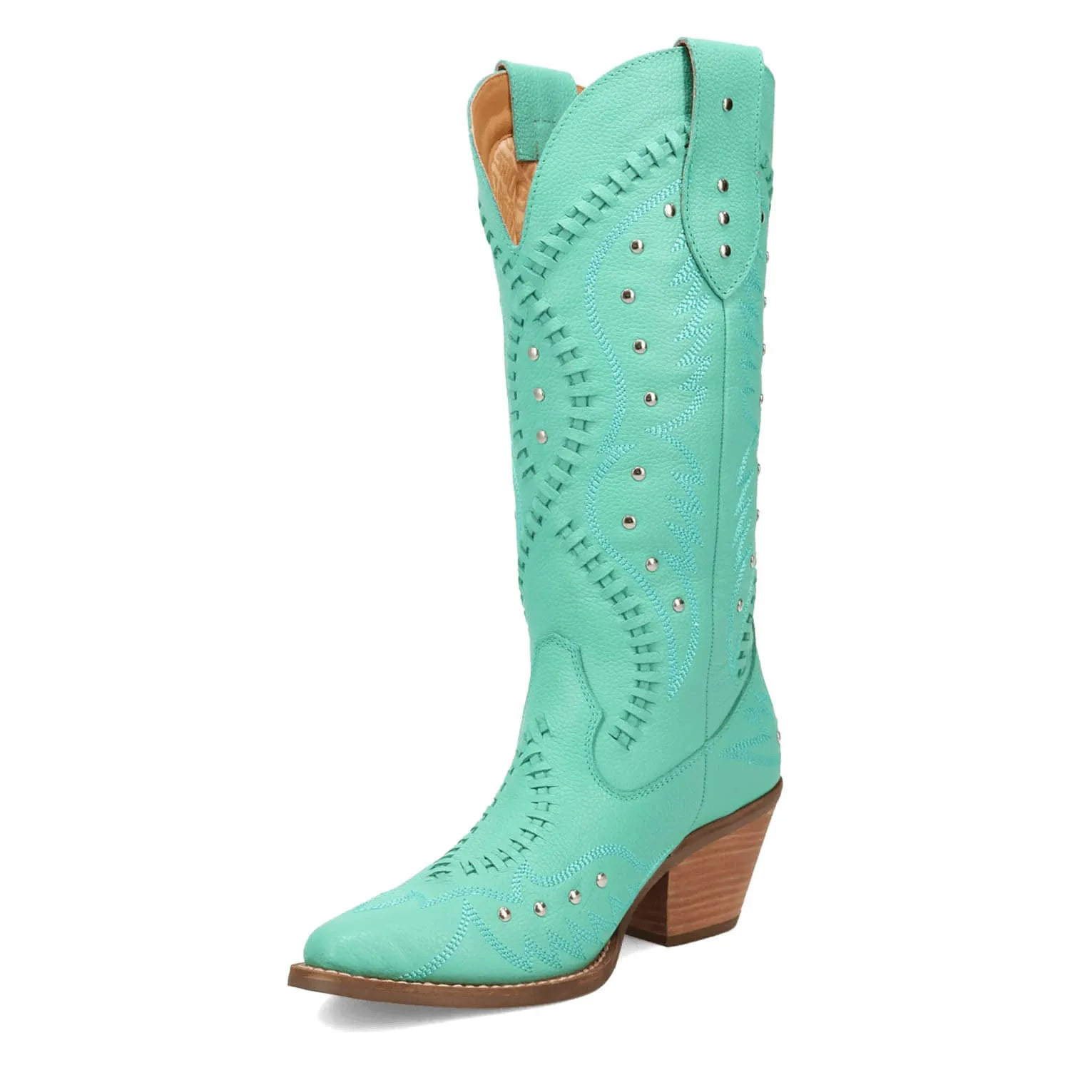 Dingo Womens Pretty N Pink Green Leather Cowboy Boots