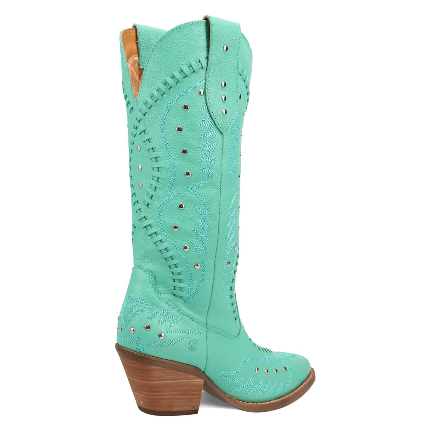 Dingo Womens Pretty N Pink Green Leather Cowboy Boots