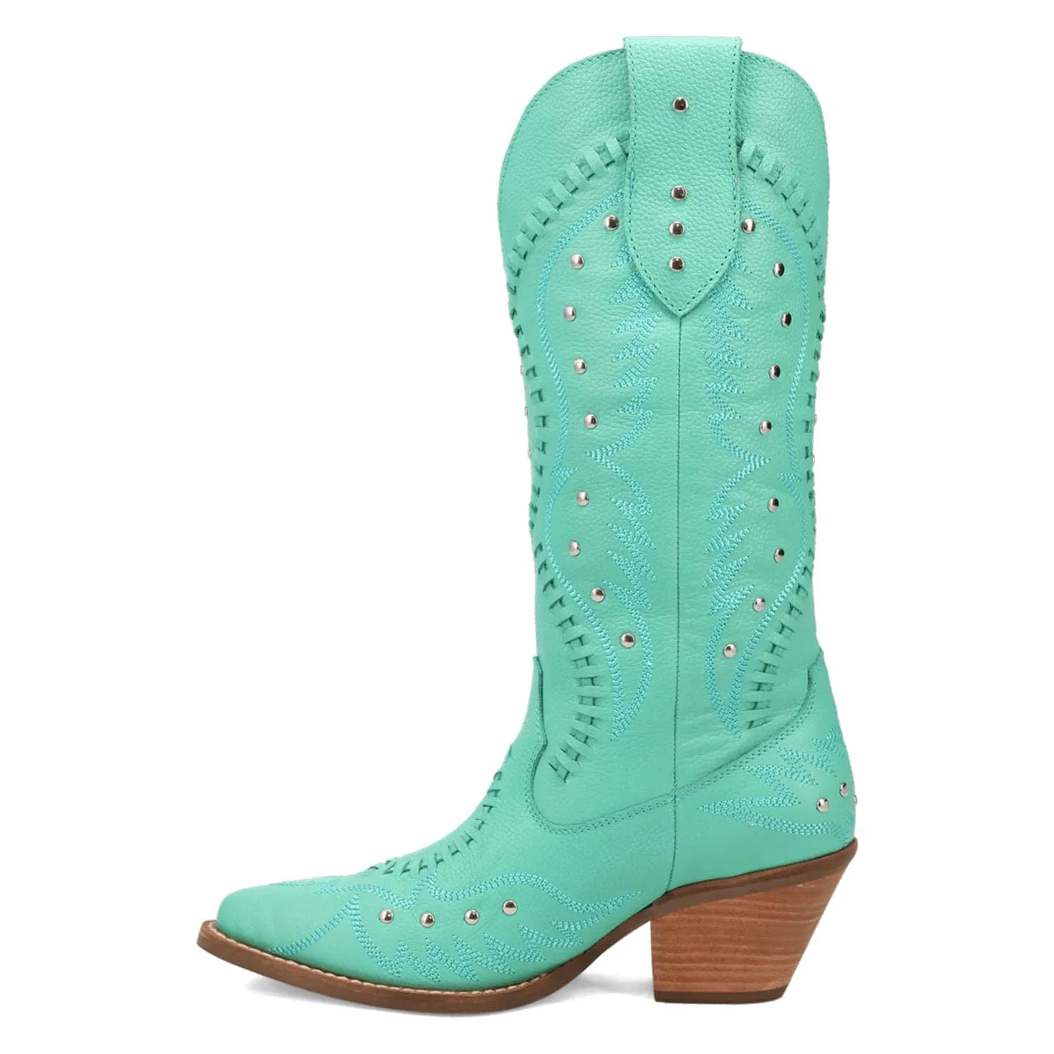Dingo Womens Pretty N Pink Green Leather Cowboy Boots