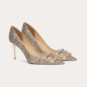 Elegant High Heels with Diamonds Wedding Shoes