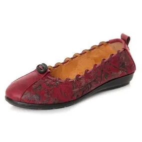 Floral Print Vintage Flat Loafers