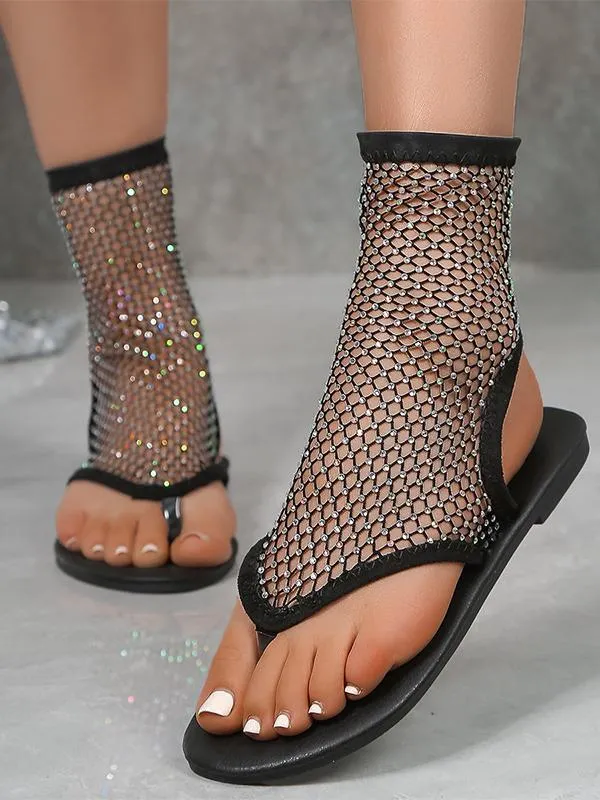 Gem Mesh Flats Lightweight Women Flat Sandals