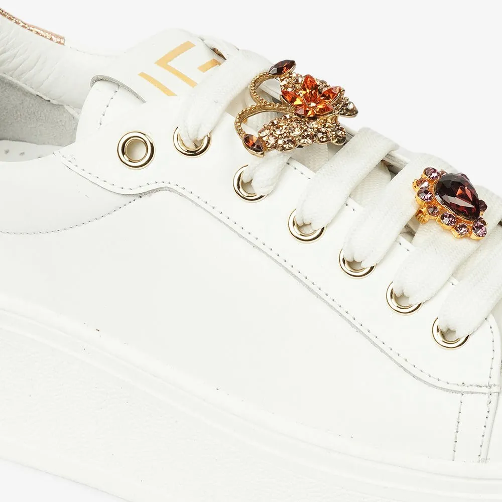 Greyder Women's Casual Sneakers in White and Bronze