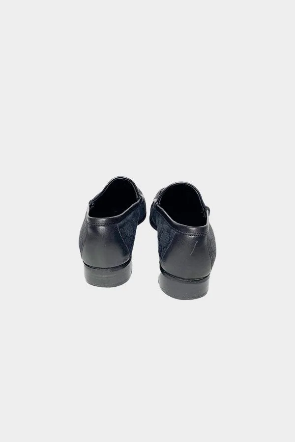 Gucci Vintage Monogram Black Horse-bit Loafers