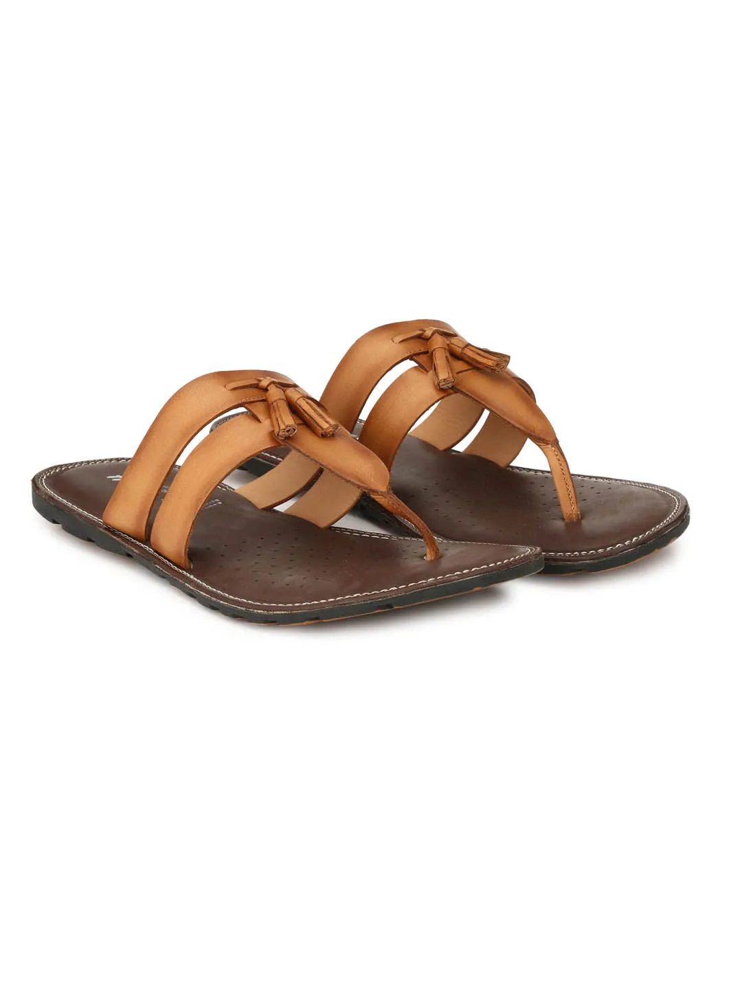 HITZ3405 Men's Tan Leather Casual Open Slipper