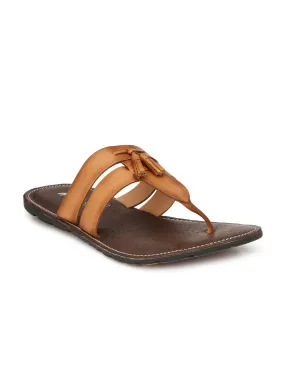HITZ3405 Men's Tan Leather Casual Open Slipper