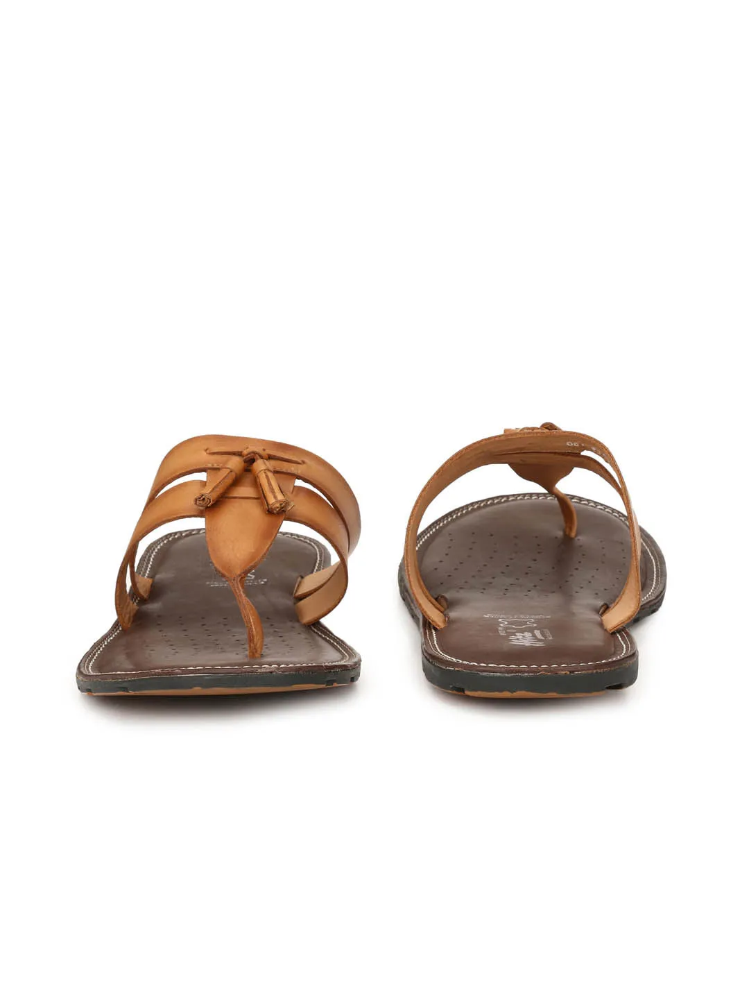 HITZ3405 Men's Tan Leather Casual Open Slipper