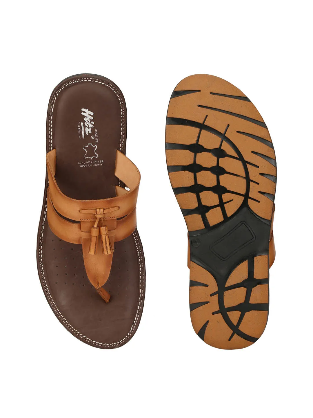 HITZ3405 Men's Tan Leather Casual Open Slipper