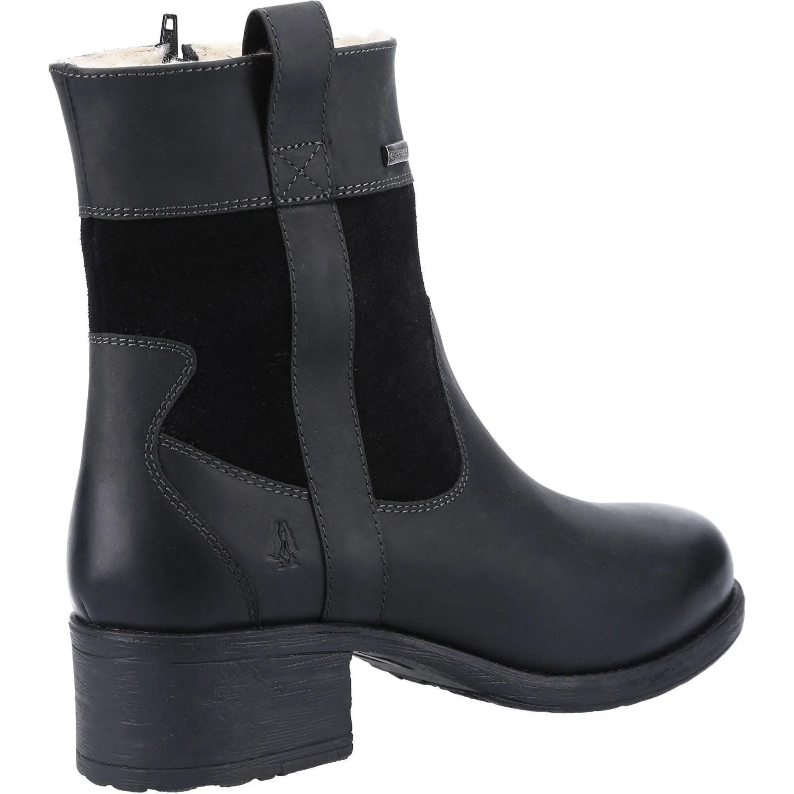 Hush Puppies Womens Saskia Shearling Lined Leather Boots - Black