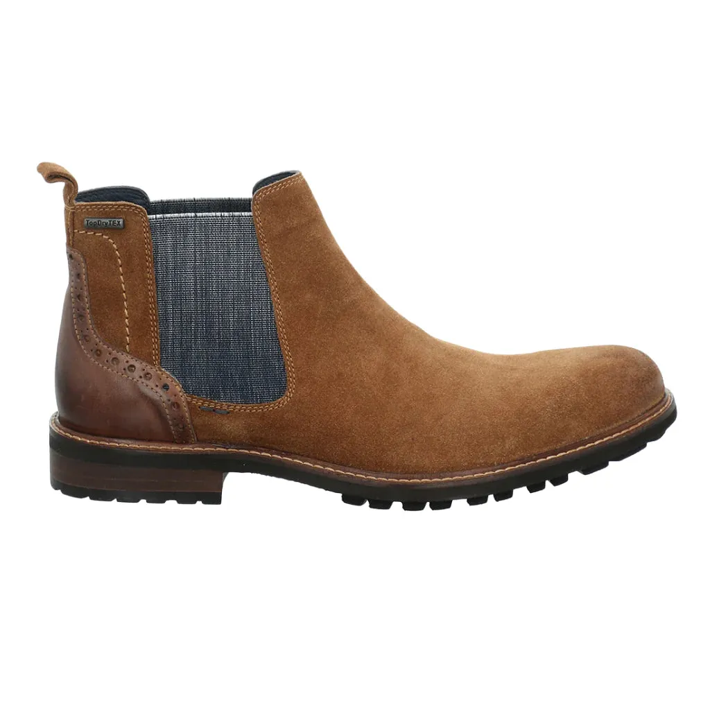 Josef Seibel Men's Jasper 50 Suede Waterproof Chelsea Boots Camel Brown