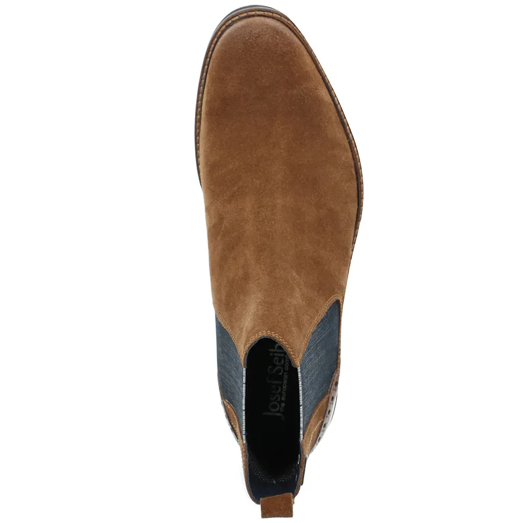 Josef Seibel Men's Jasper 50 Suede Waterproof Chelsea Boots Camel Brown