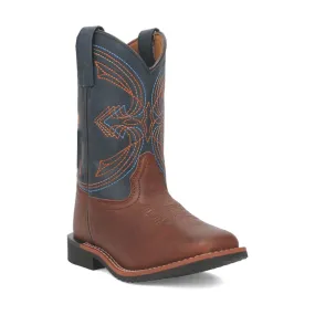 Laredo Youth Unisex Wyler Rust/Blue Faux Leather Cowboy Boots 5 D