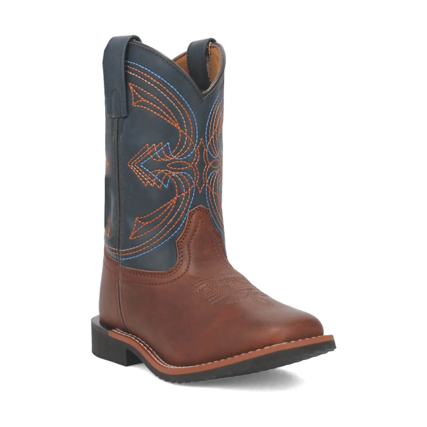 Laredo Youth Unisex Wyler Rust/Blue Faux Leather Cowboy Boots 5 D