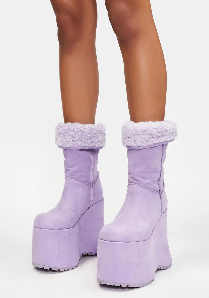 Lavender Blizzard Babe Platform Boots