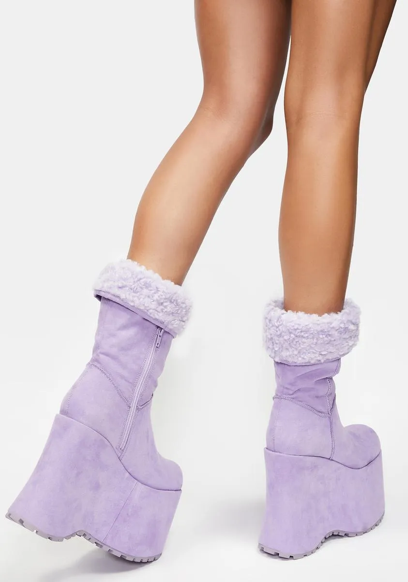 Lavender Blizzard Babe Platform Boots