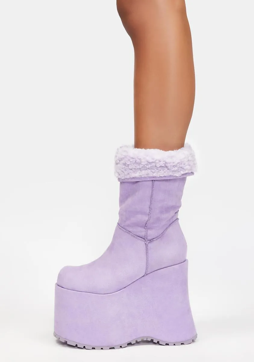 Lavender Blizzard Babe Platform Boots