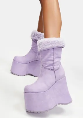 Lavender Blizzard Babe Platform Boots