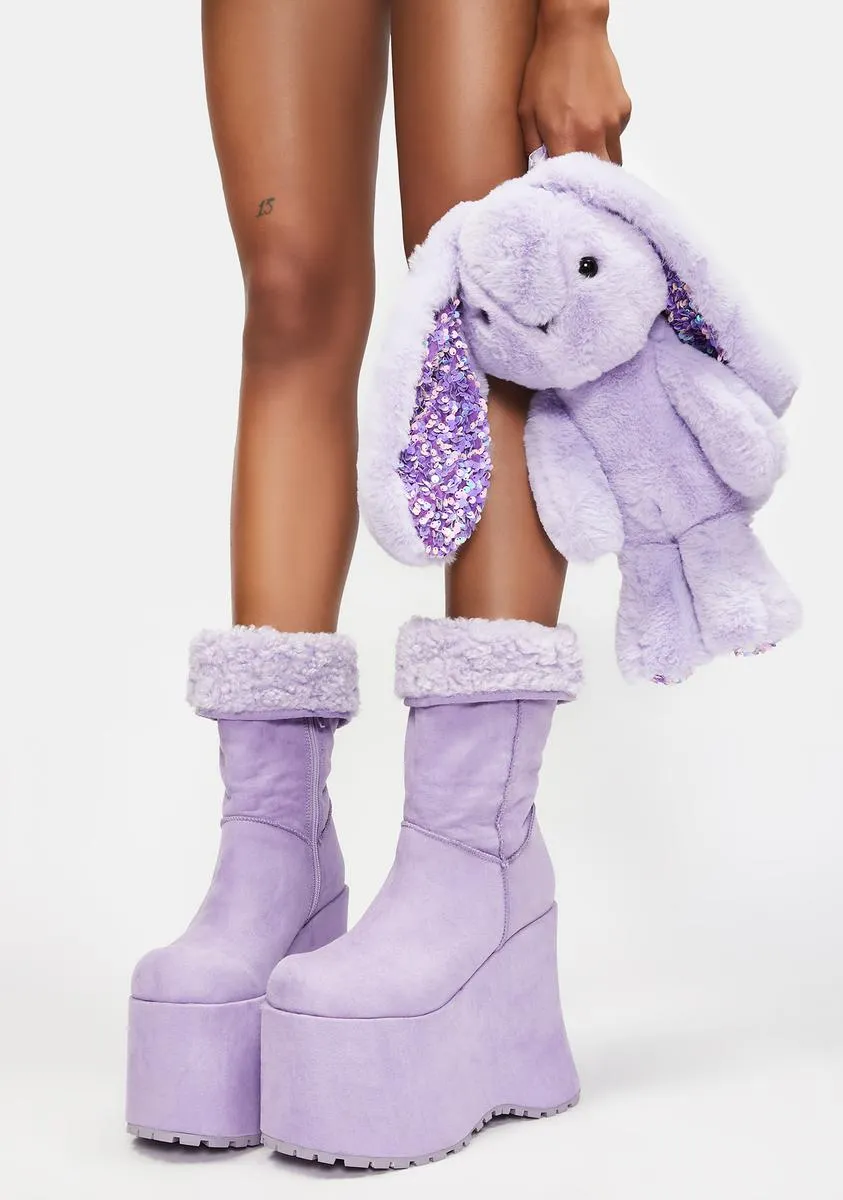 Lavender Blizzard Babe Platform Boots