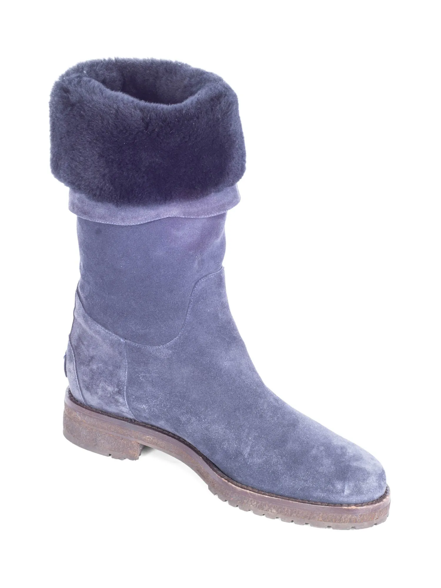 Loro Piana Fur Shearling Boots Navy Blue