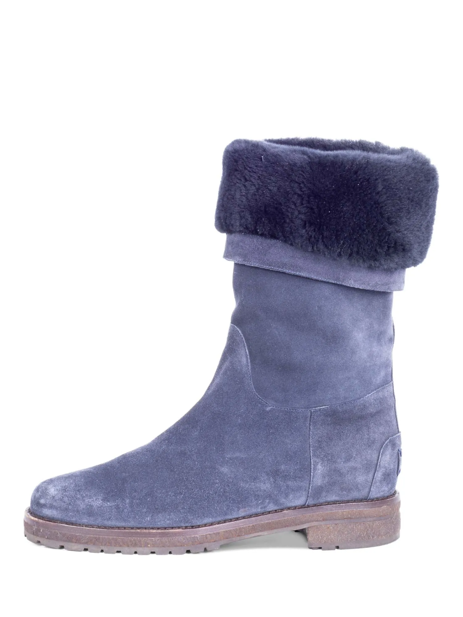 Loro Piana Fur Shearling Boots Navy Blue