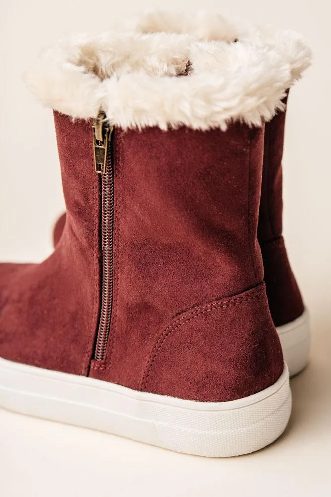 MIA Merion Fur Sneakers in Burgundy-FINAL SALE