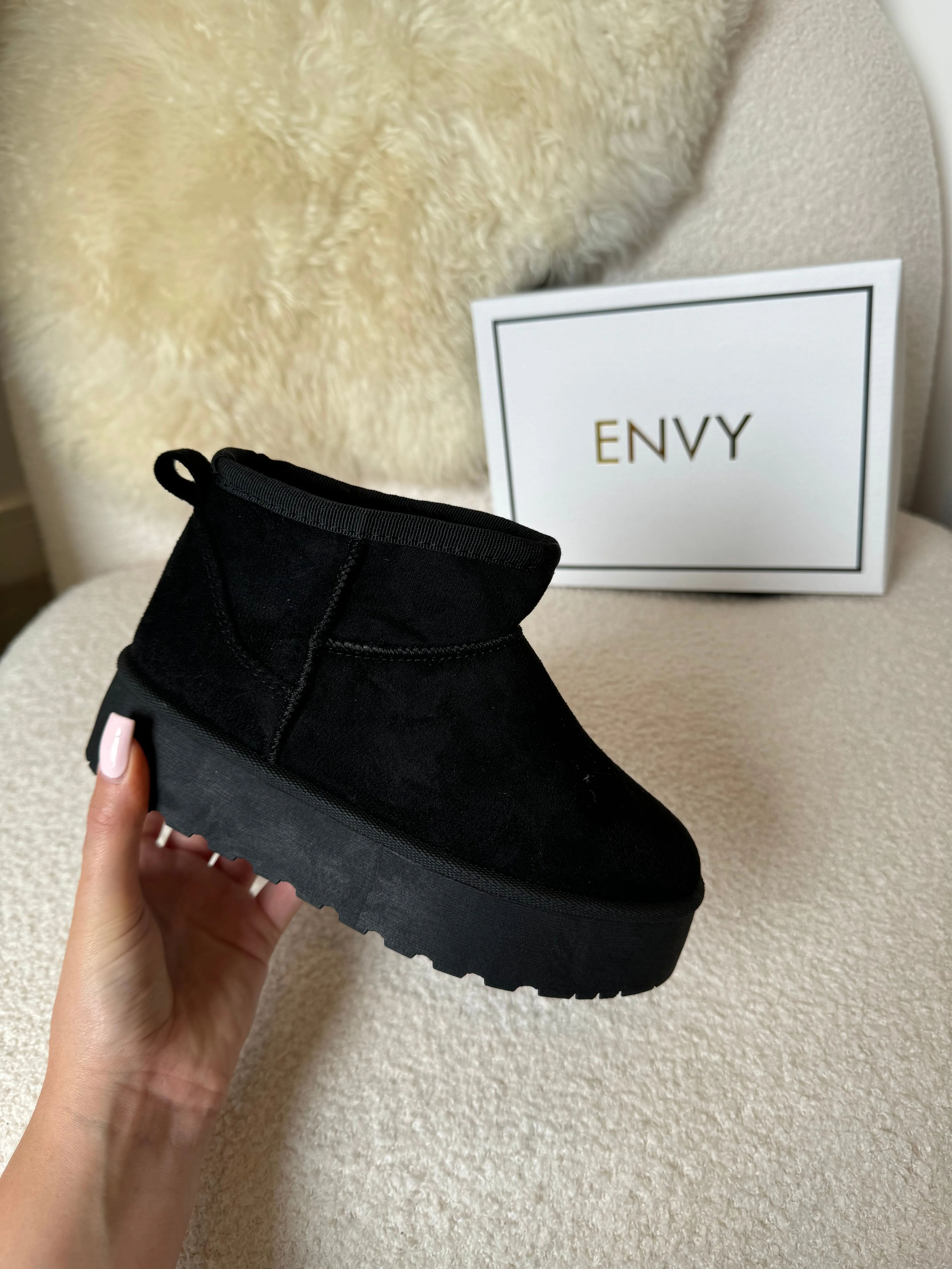MINI KIDS DARCY BLACK ULTRA PLATFORM ANKLE BOOTS
