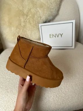 MINI KIDS DARCY CHESTNUT ULTRA PLATFORM ANKLE BOOTS