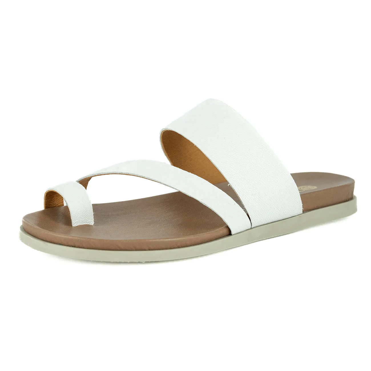 Ningizimu : Ladies Leather Sandal in White Cayak