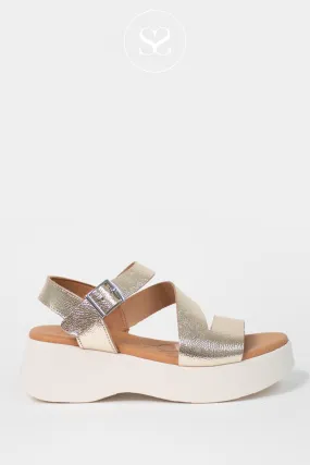 OH MY SANDALS 5685 GOLD LEATHER CHUNKY SANDALS